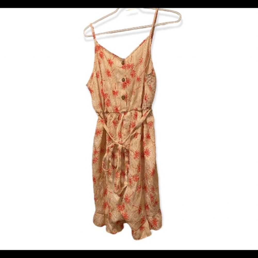 Palm tree vacation dress with wooden button XL